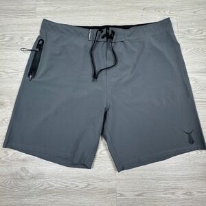 Tunaskin Men's Board Shorts Performance Fishing Gray 42 Zipper Pocket Stretch